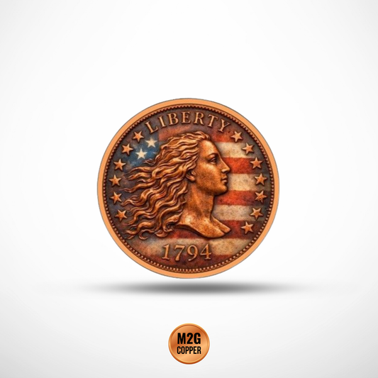 Flowing Hair Colorized 5 oz Copper Round