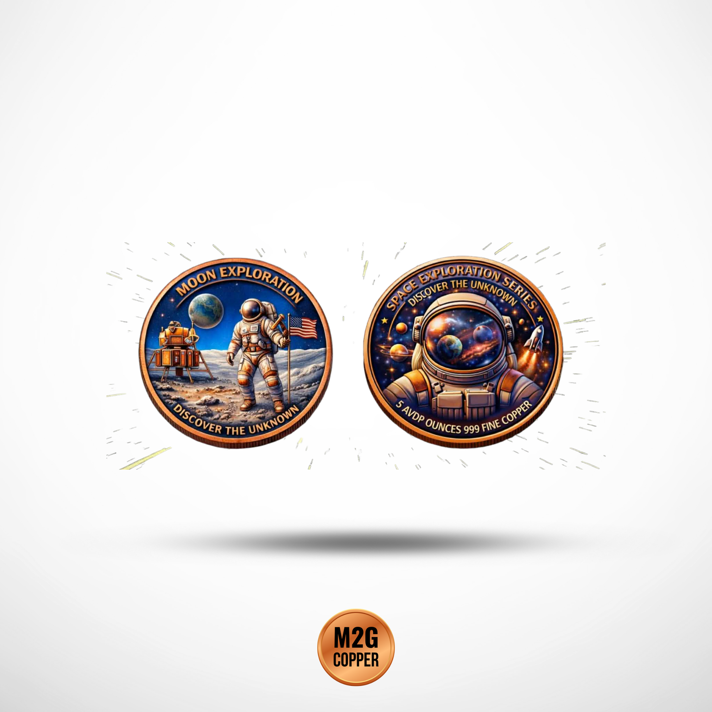 Moon Exploration – 5oz .999 Fine Colorized Copper Round