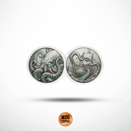 Kraken Glow-in-the-Dark 2 x 1/2 Kilo Copper Medal Set in DuoStack Capsule