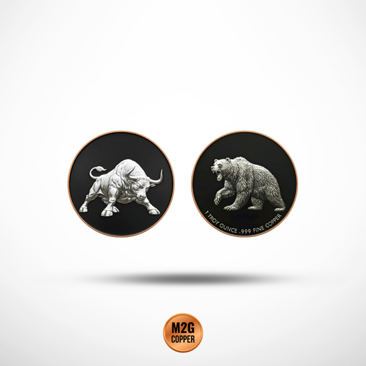 Premium Bull & Bear HR Enameled 1 oz Copper Round