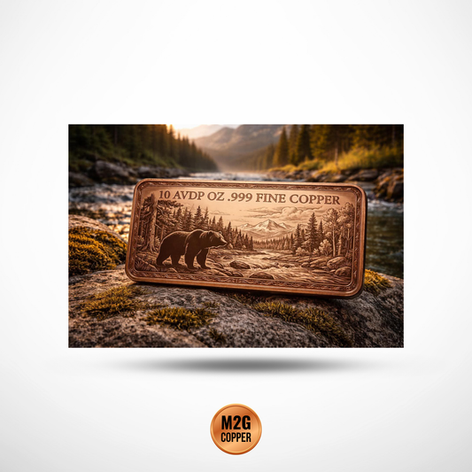 Grizzly Bear  10oz Copper Bar