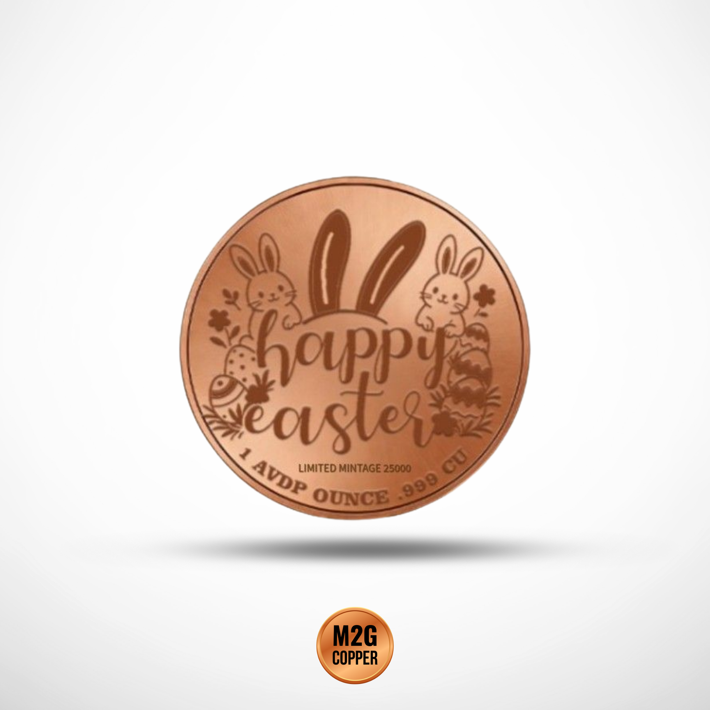 Easter Bunny Treasure Hunt Colorized Proof 1 oz Copper Round