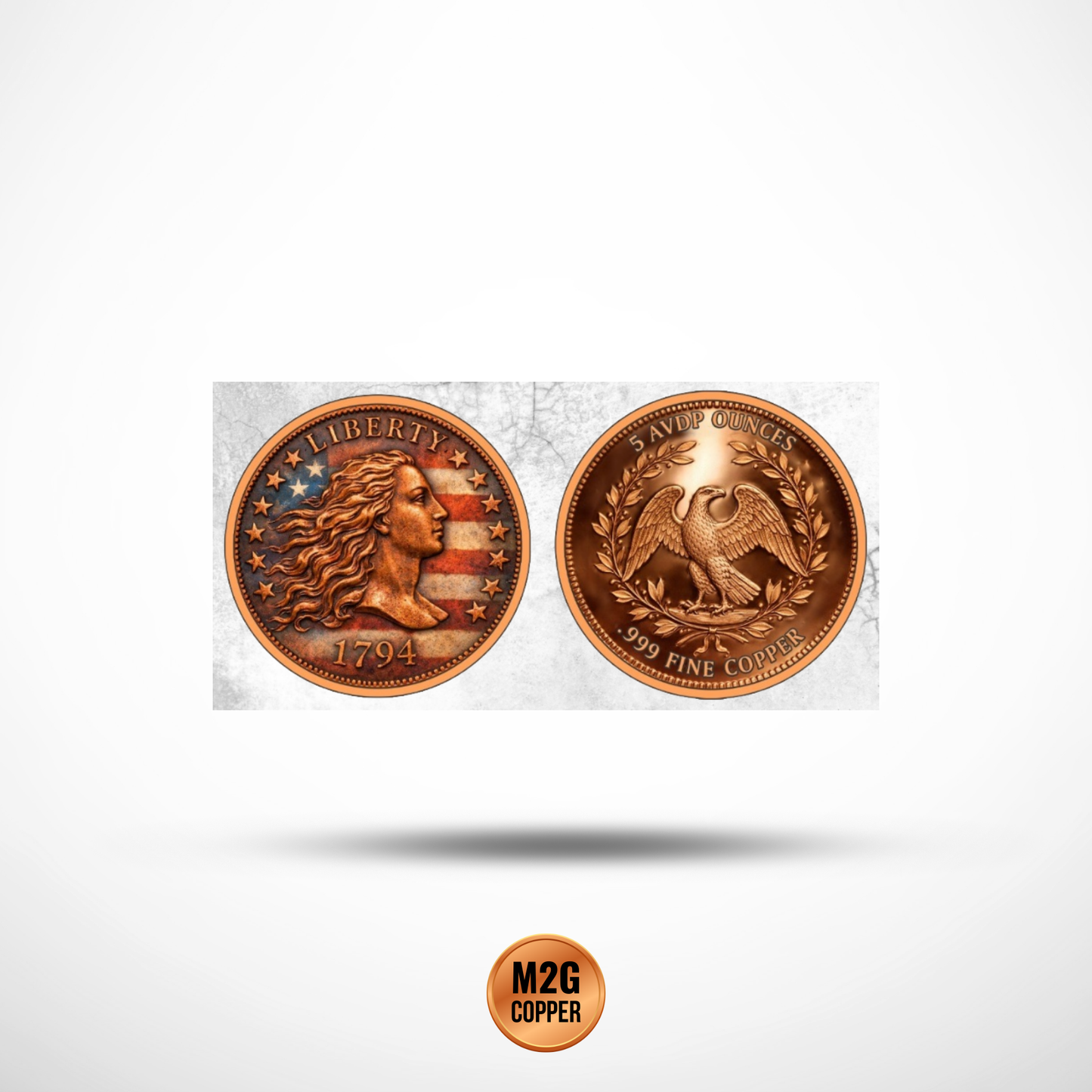 Flowing Hair Colorized 5 oz Copper Round
