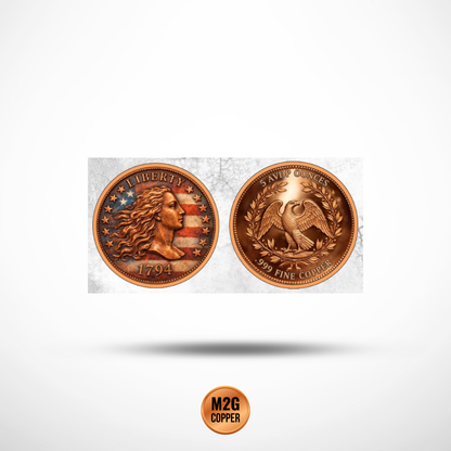 Flowing Hair Colorized 5 oz Copper Round
