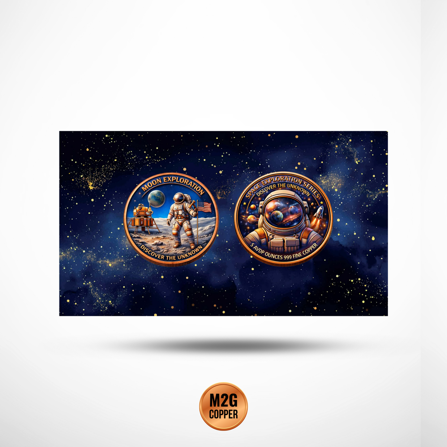 Moon Exploration – 5oz .999 Fine Colorized Copper Round