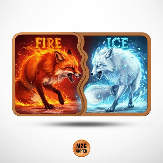 Fire & Ice Fox Fusion Bar Colorized 2 x 5 oz Copper Medal Set in Capsule