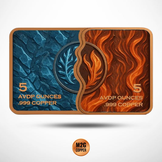 Fire & Ice Fox Fusion Bar Colorized 2 x 5 oz Copper Medal Set in Capsule