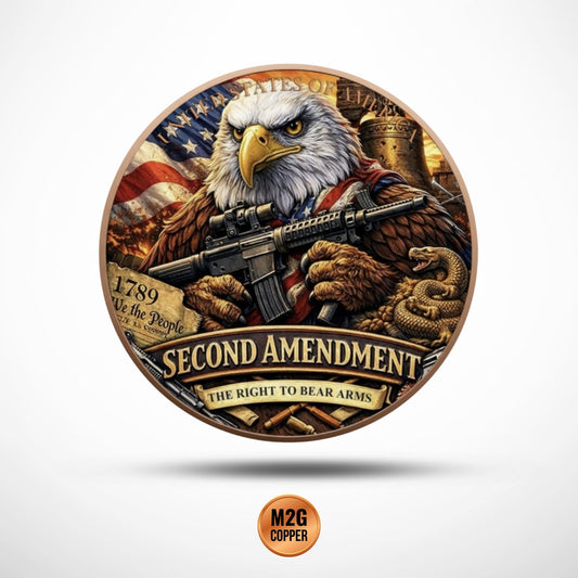 2nd Amendment Eagle Colorized 1 Kilo .999 Copper Medal in Capsule