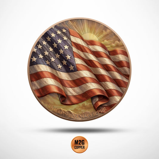 2nd Amendment Eagle Colorized 1 Kilo .999 Copper Medal in Capsule