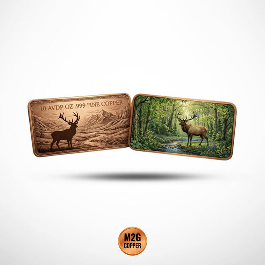 10 oz Elk AVDP .999 Fine Copper Bar with Capsule