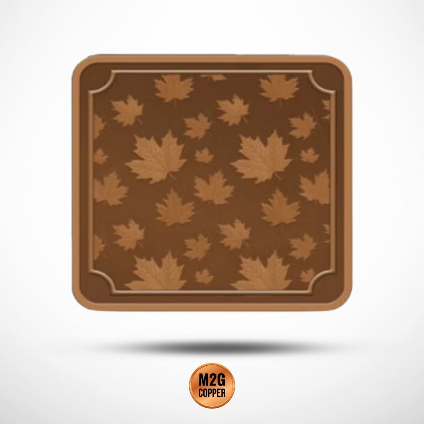 1 oz Copper Square Stackable Bar – Maple Leaves Design – .999 Fine Copper