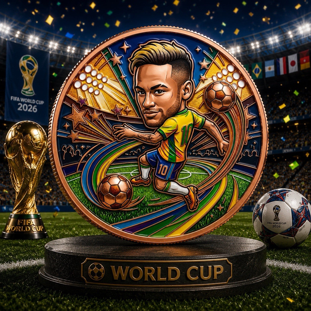 2026 Football Star Series: 1oz Neymar Copper Coin UHR