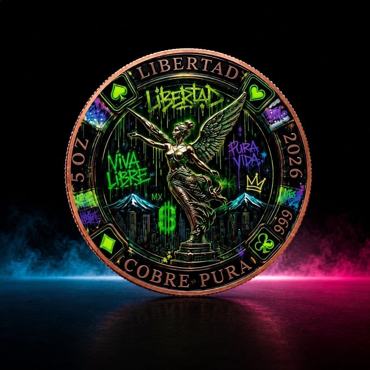Street Graffiti 5 oz Copper Libertad Poker Chip