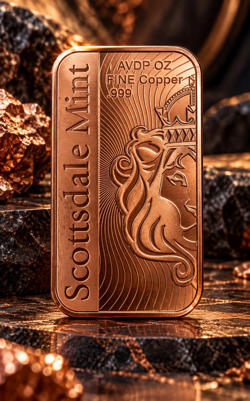 2026 Scottsdale Mint Vortex in Space 1 oz Copper Colorized Bar In a capsule