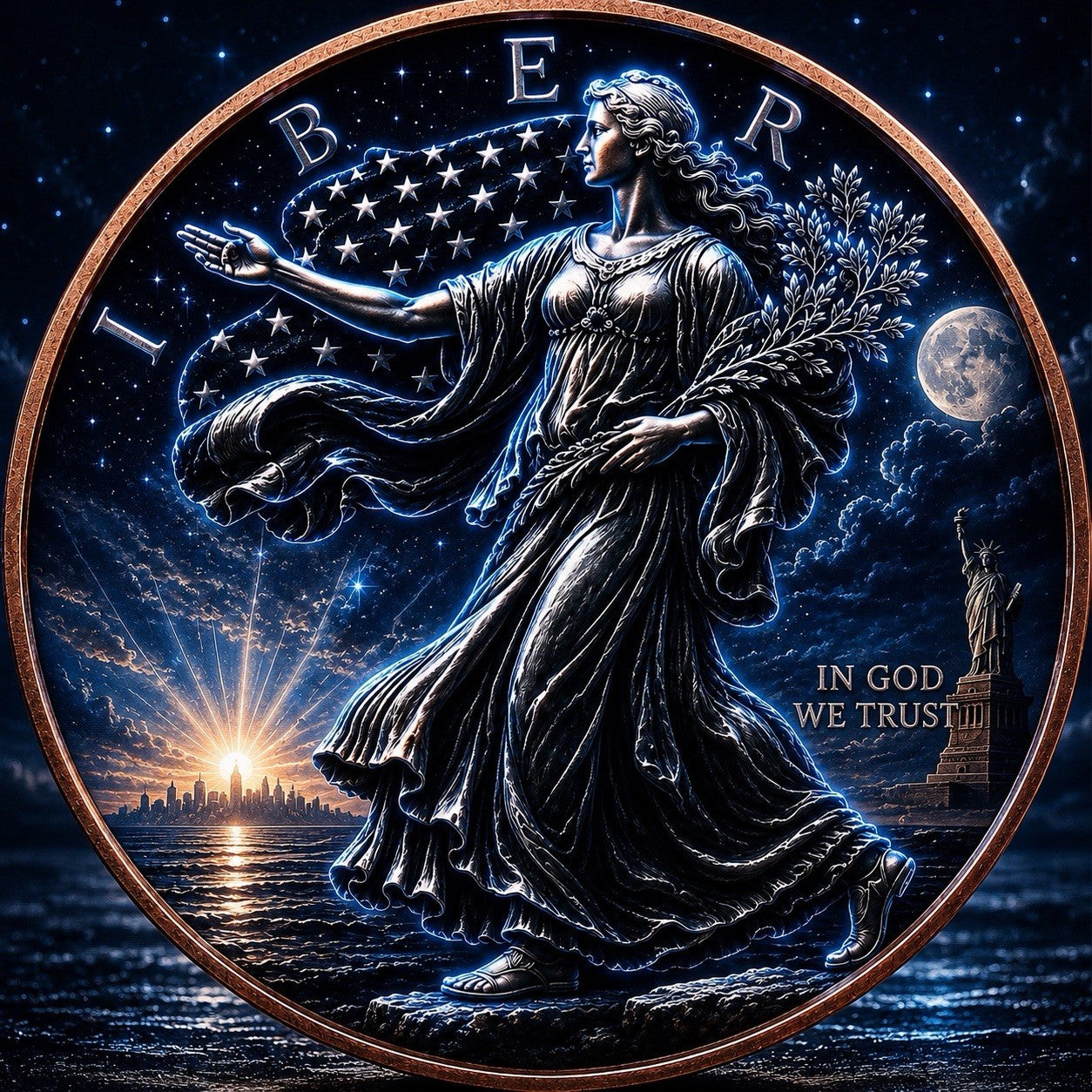 2026 Statue of Liberty Series: Blue Label 3D UV ACE 5oz Copper Coin