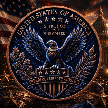 2026 Statue of Liberty Series: Blue Label 3D UV ACE 5oz Copper Coin