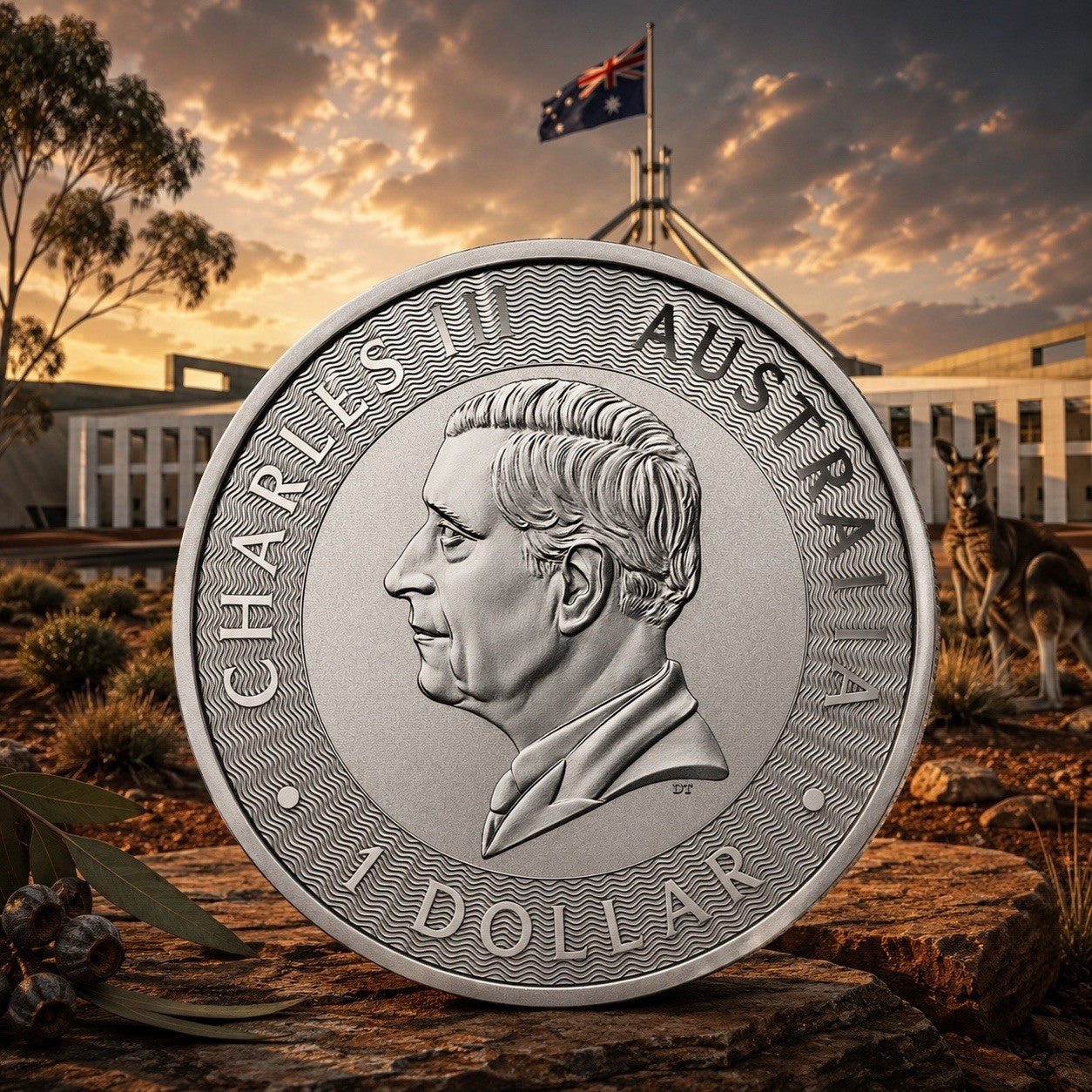2026 Australia Kangaroo BU Colorized Sundowner 1 oz Silver Coin
