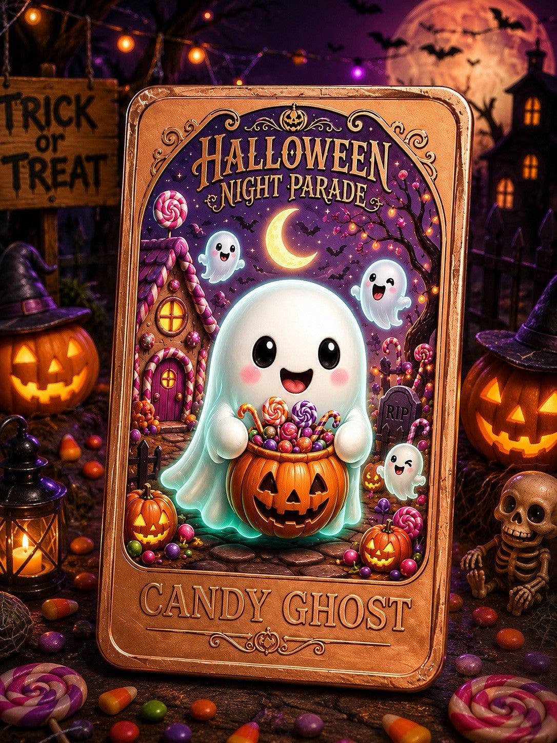 2026 Halloween Night Parade: Candy Ghost 5oz Copper Bar UV Printed