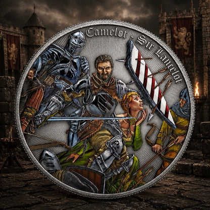 2024 Niue Camelot Sir Lancelot Colorized Antiqued 1 oz Silver Coin