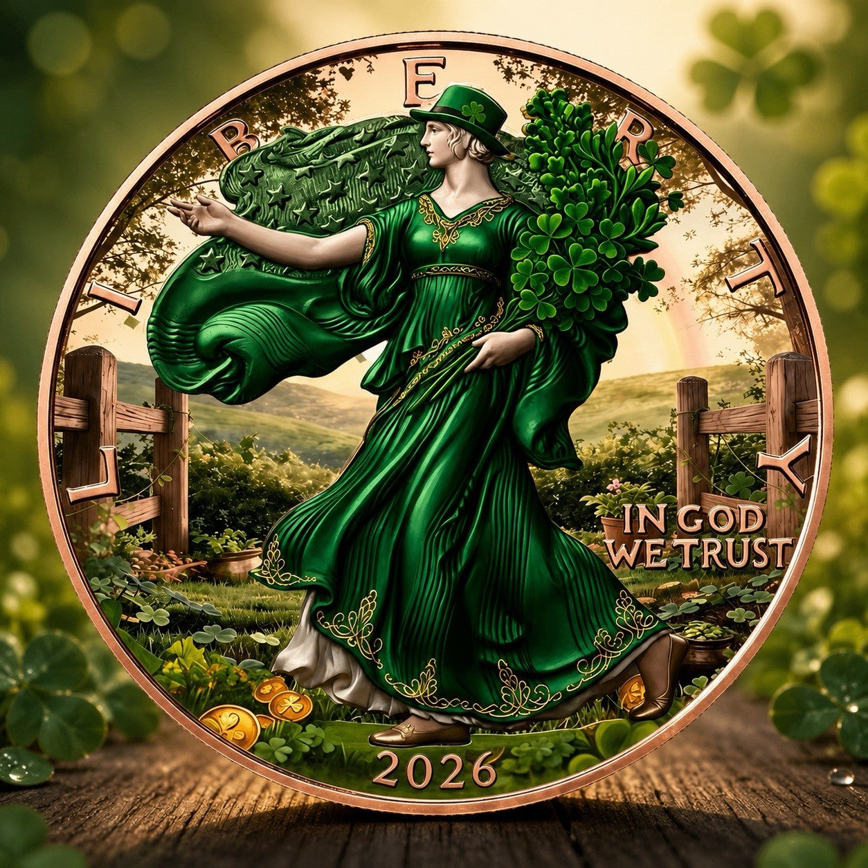2026 Lady Liberty, St Patrick  1 oz .999 Copper Coin