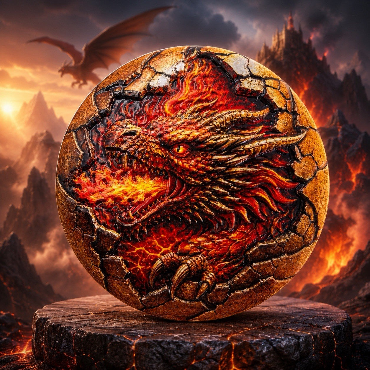 2026 Infernal Breath Fire Cracked Dragon 5oz Copper Round