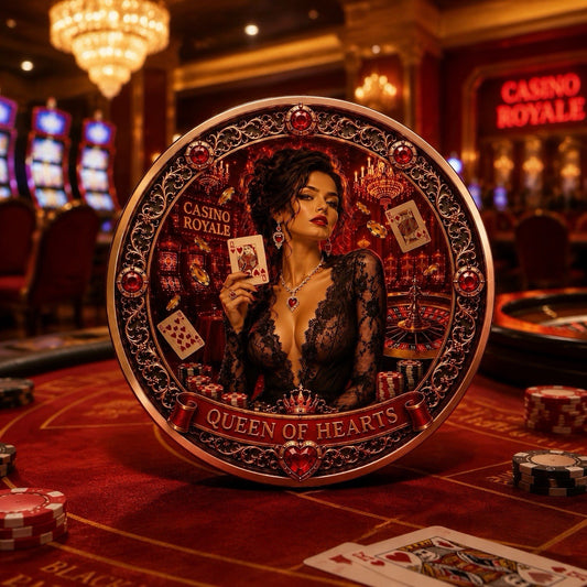 Casino Royale -  Queen of Hearts Colorized 1 oz Copper Medal