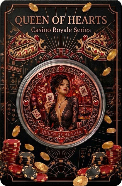 Casino Royale -  Queen of Hearts Colorized 1 oz Copper Medal