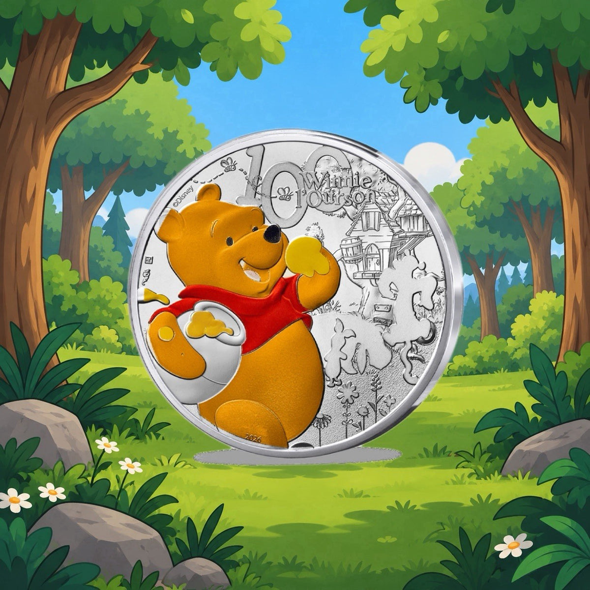 2026 France Disney Winnie the Pooh Limited Edition 13g Silver Coin