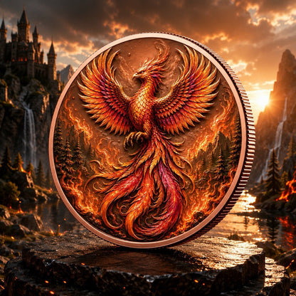 Mythical Creatures Series: Fantasy Phoenix 5 oz UHR Copper Coin