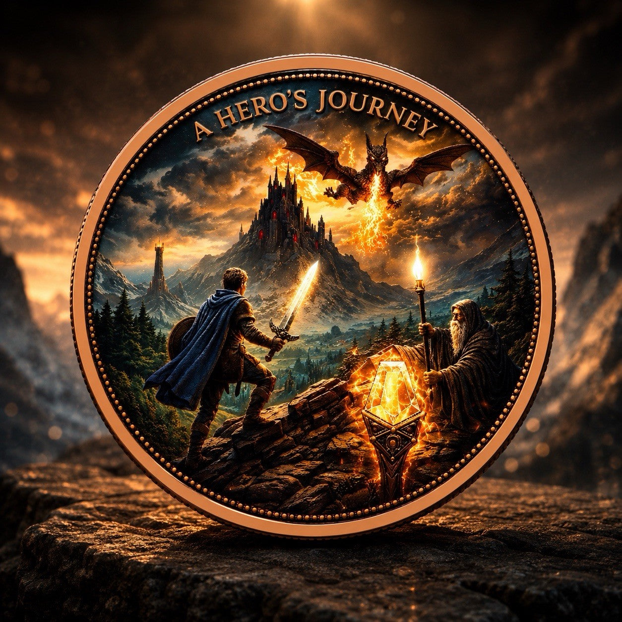 A Hero's Journey Colorized 5 oz Copper Round