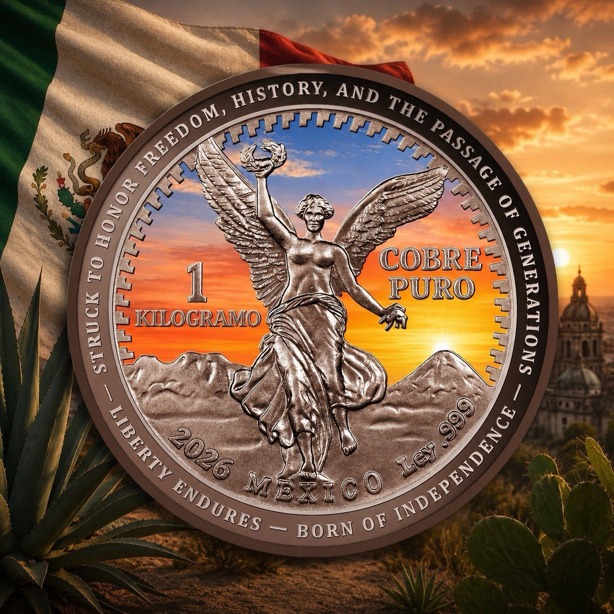 2026 Cameroon Vintage Sunset Libertad 1 Kilo Copper Coin