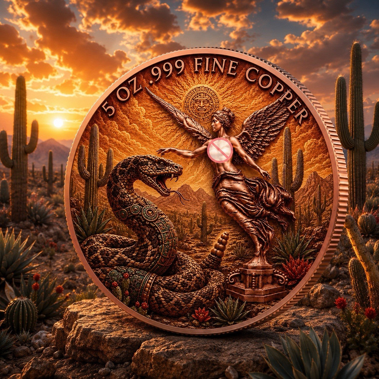 2026 Aztec Winged Snake Libertad 5oz Copper Coin