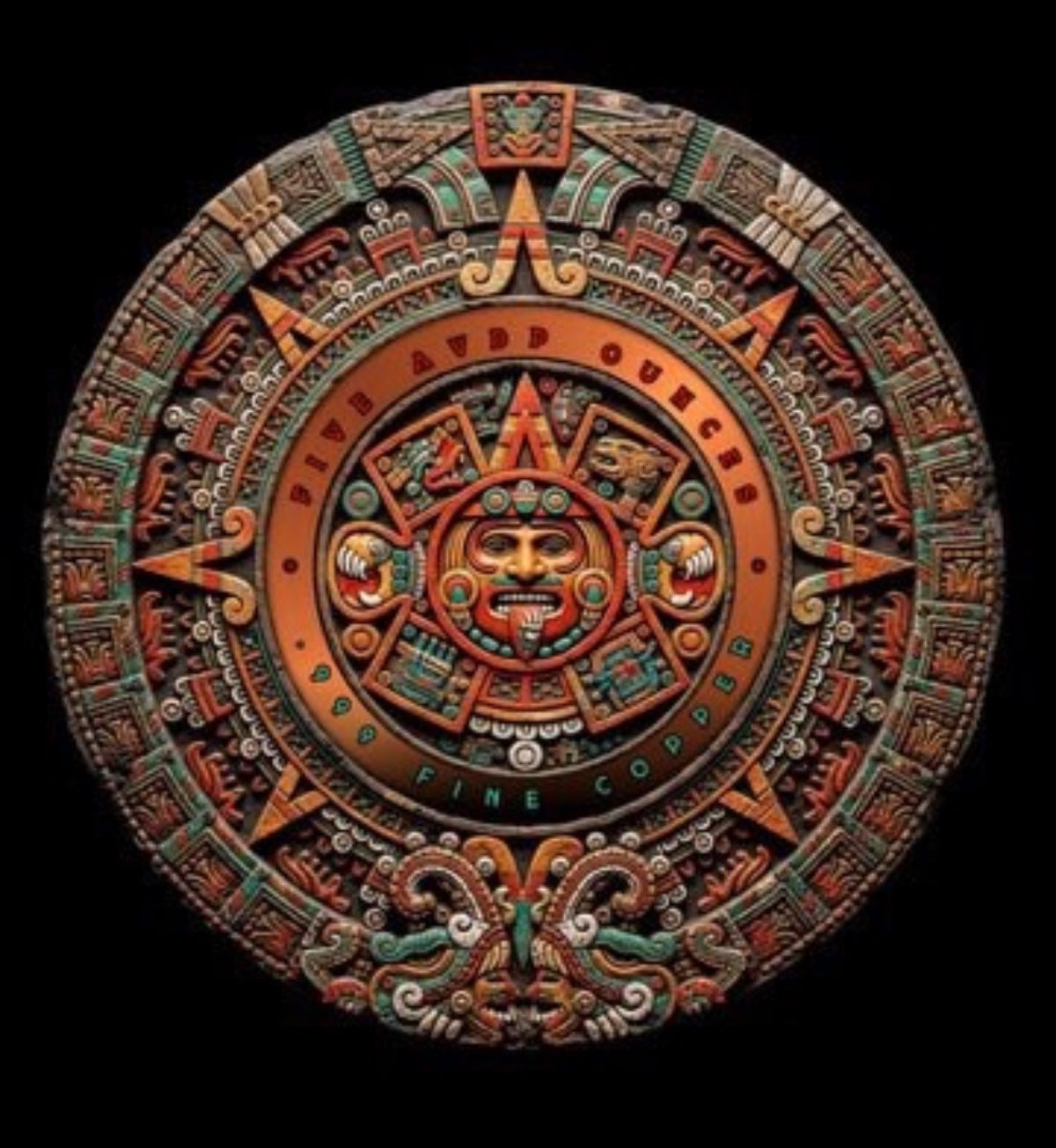 Mexico Aztec Empire Angel Colorized 5 oz Copper