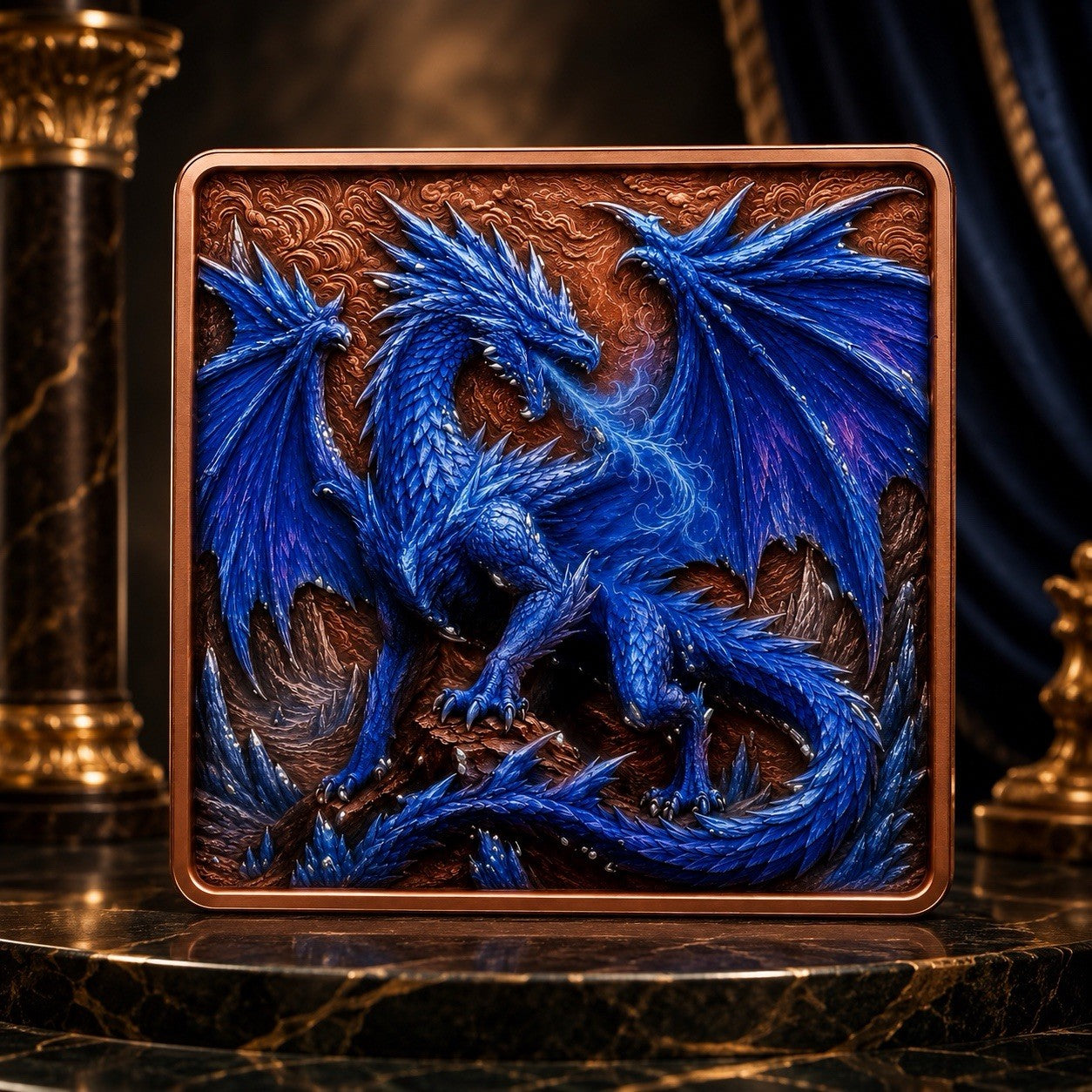 3D UHR Elemental Beasts Series: Excelsior Dragon 5oz Copper Bar