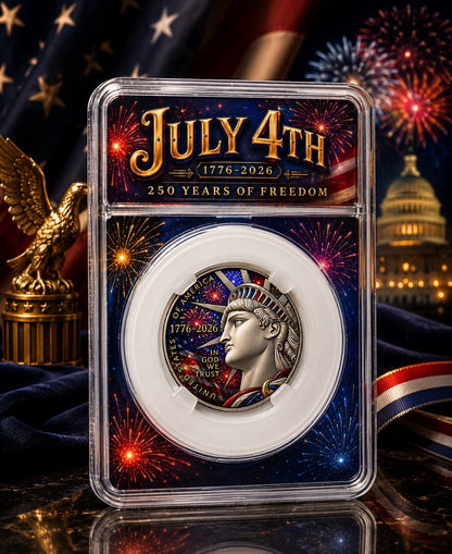 July 4th 250 Years of Freedom Half Dollar in Slab