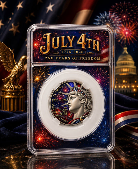 July 4th 250 Years of Freedom Half Dollar in Slab