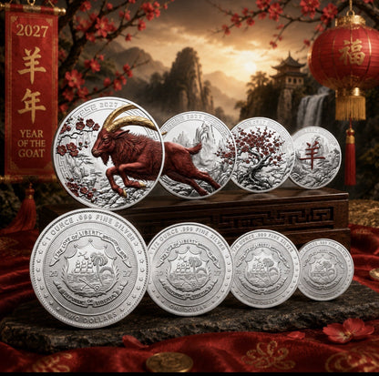 2027 Liberia Lunar Goat Fractional 1.85 oz Silver Set