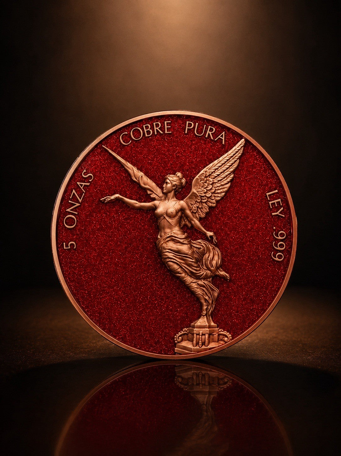Libertad Red Double Sided Diamond Dusted 5 oz Fine Copper
