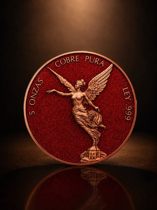 Libertad Red Double Sided Diamond Dusted 5 oz Fine Copper