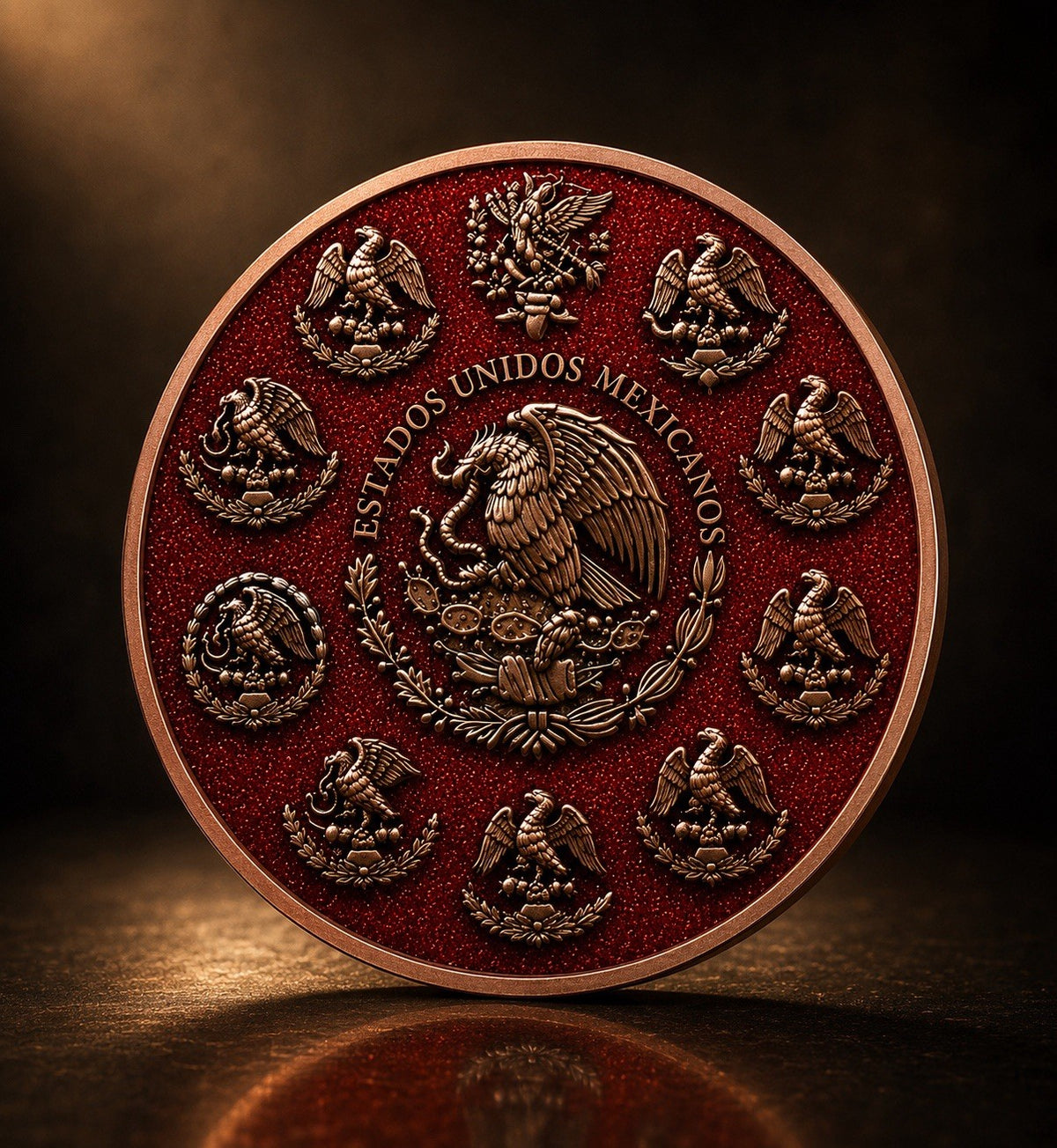 Libertad Red Double Sided Diamond Dusted 5 oz Fine Copper