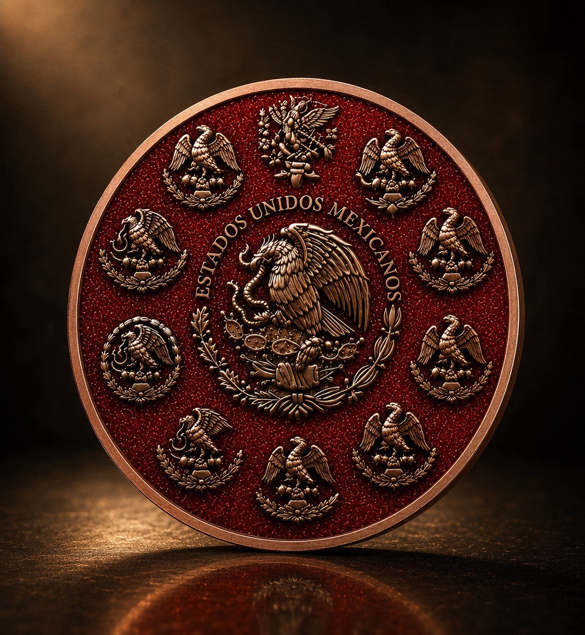 Libertad Red Double Sided Diamond Dusted 5 oz Fine Copper