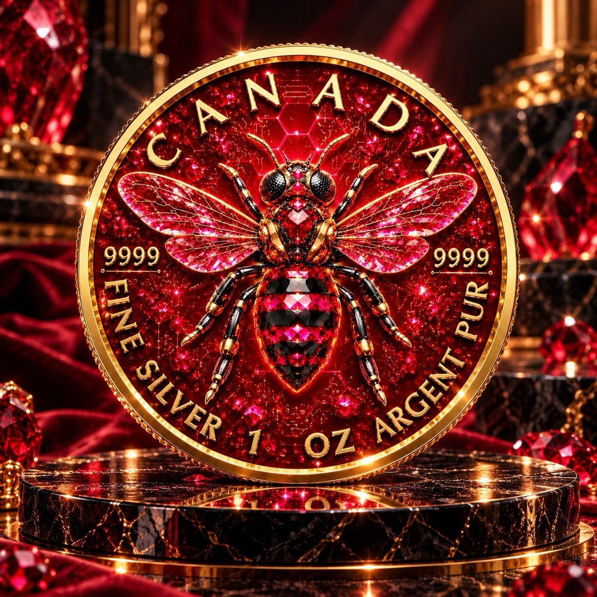2026 Canada Maple Leaf Ruby Bee Edition 1 oz Silver Coin
