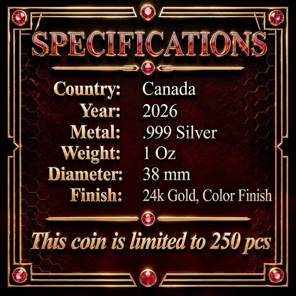 2026 Canada Maple Leaf Ruby Bee Edition 1 oz Silver Coin