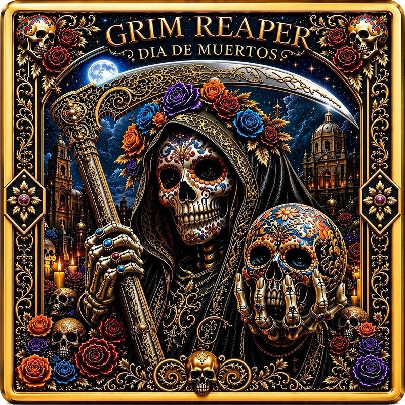 Grim Reaper Dia de Muertos  1 Kilo Copper Medal