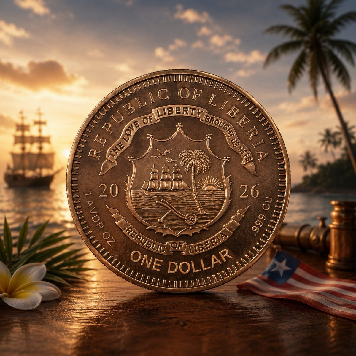 2026 Liberia Sugar Skull Serenity Colorized 5 oz Copper Coin