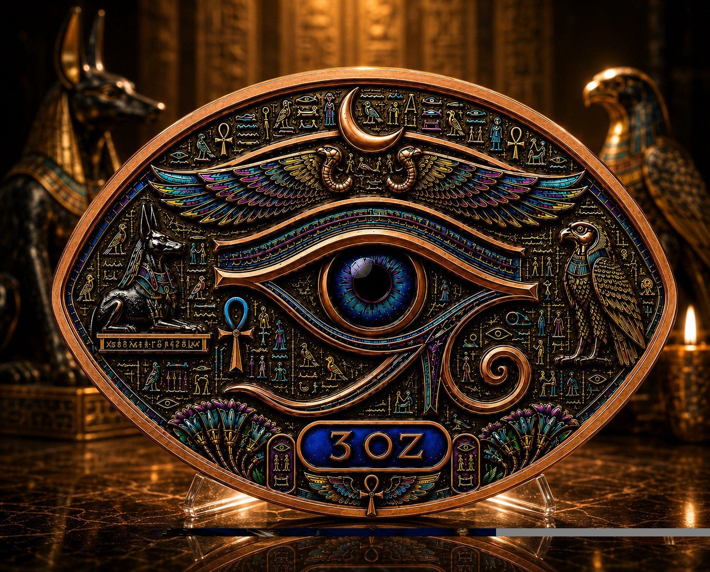 3 oz Eye of Ra and Horus .999 Copper Medal
