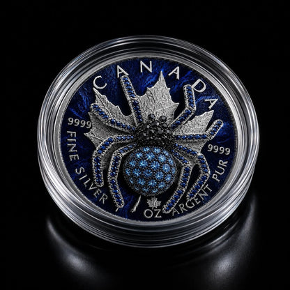 2026 Maple Sapphire Tarantula 1oz Silver Coin with 3D Jewel Spider