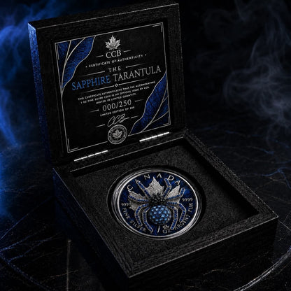 2026 Maple Sapphire Tarantula 1oz Silver Coin with 3D Jewel Spider