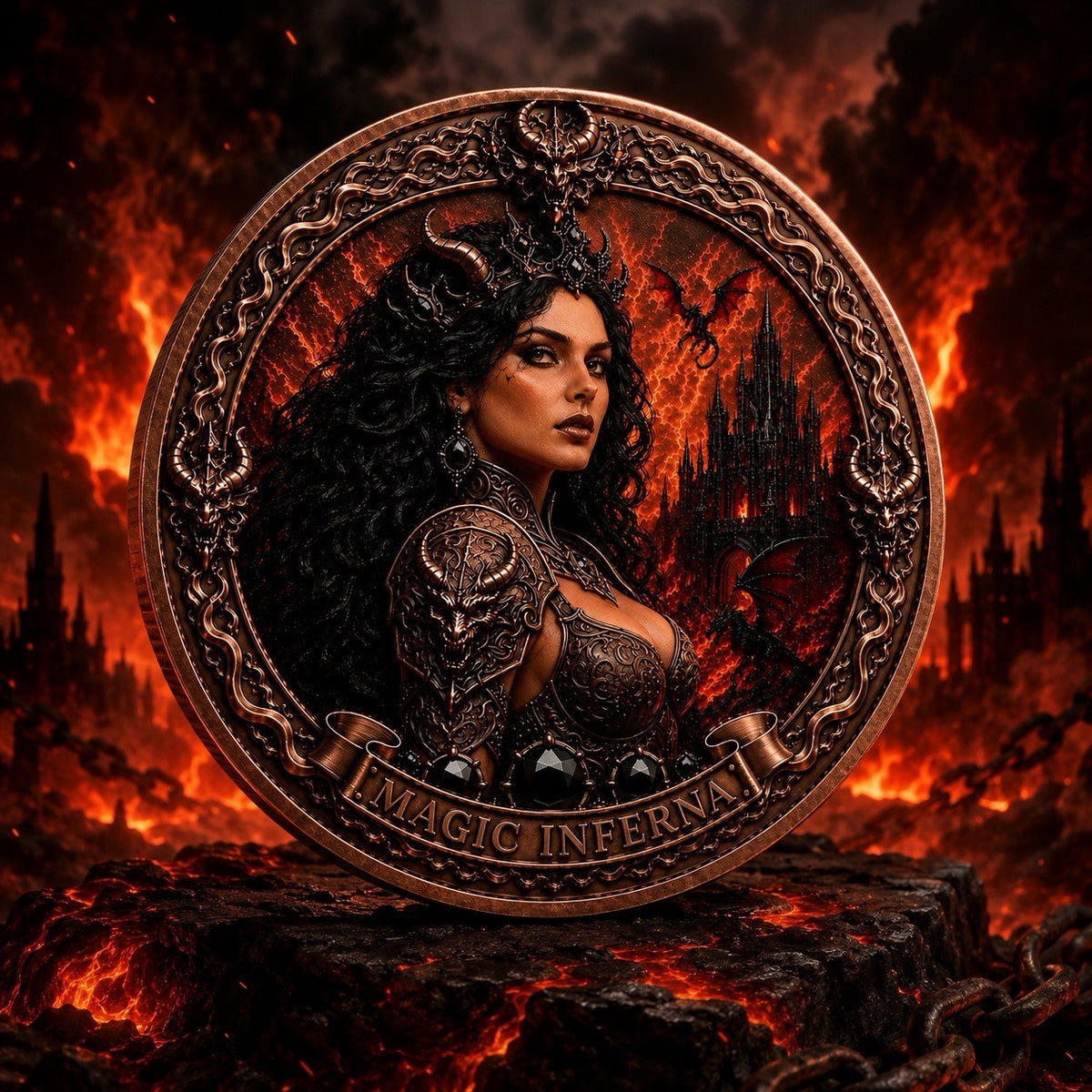 Magic Inferna Colorized 1 oz Copper Medal