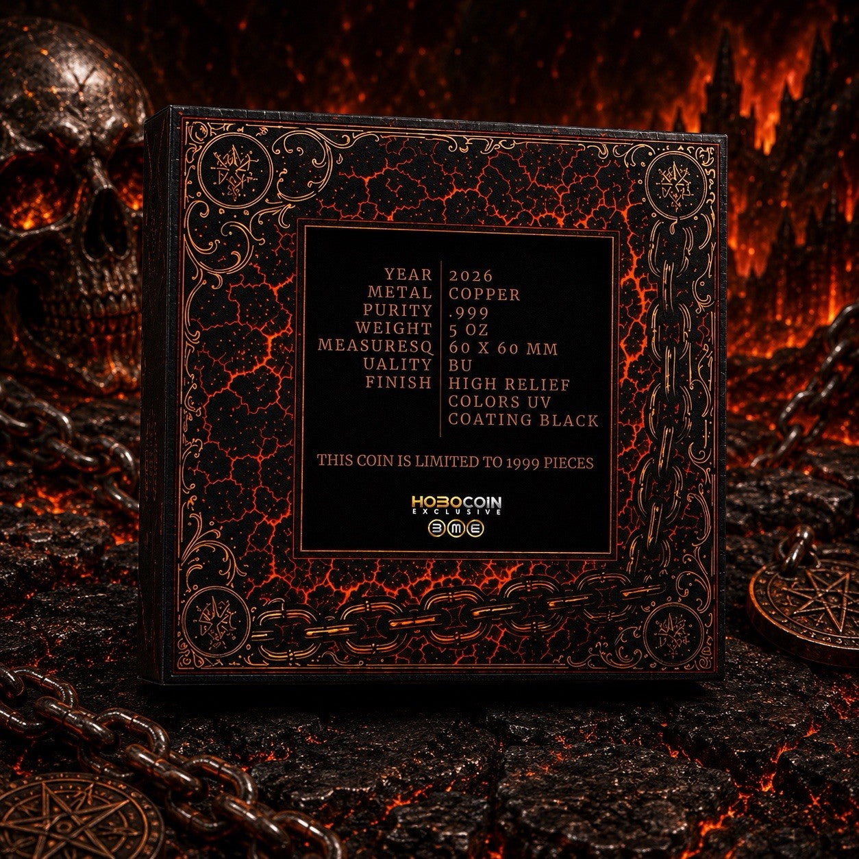Skulls of the Underworld - Hellfire Skull 5 oz Copper Bar